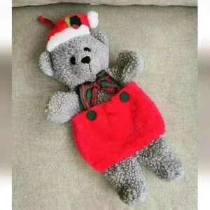 Santa’s Best Teddy Bear Christmas Stocking Hanging Plush Hand Puppet 15” Pouch
